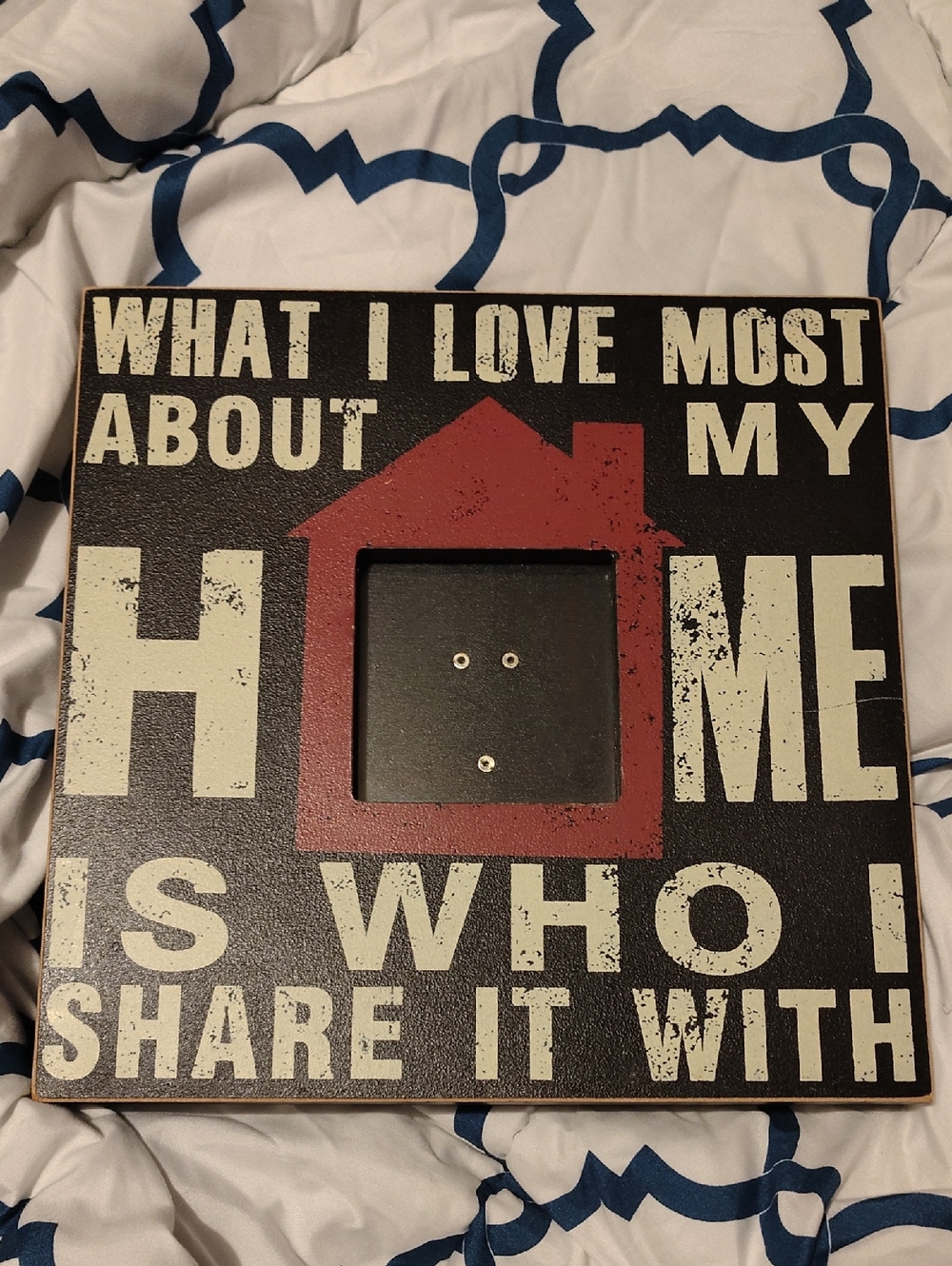 Decorative 'What I Love Most About My Home' Square Picture Frame - Black & Red